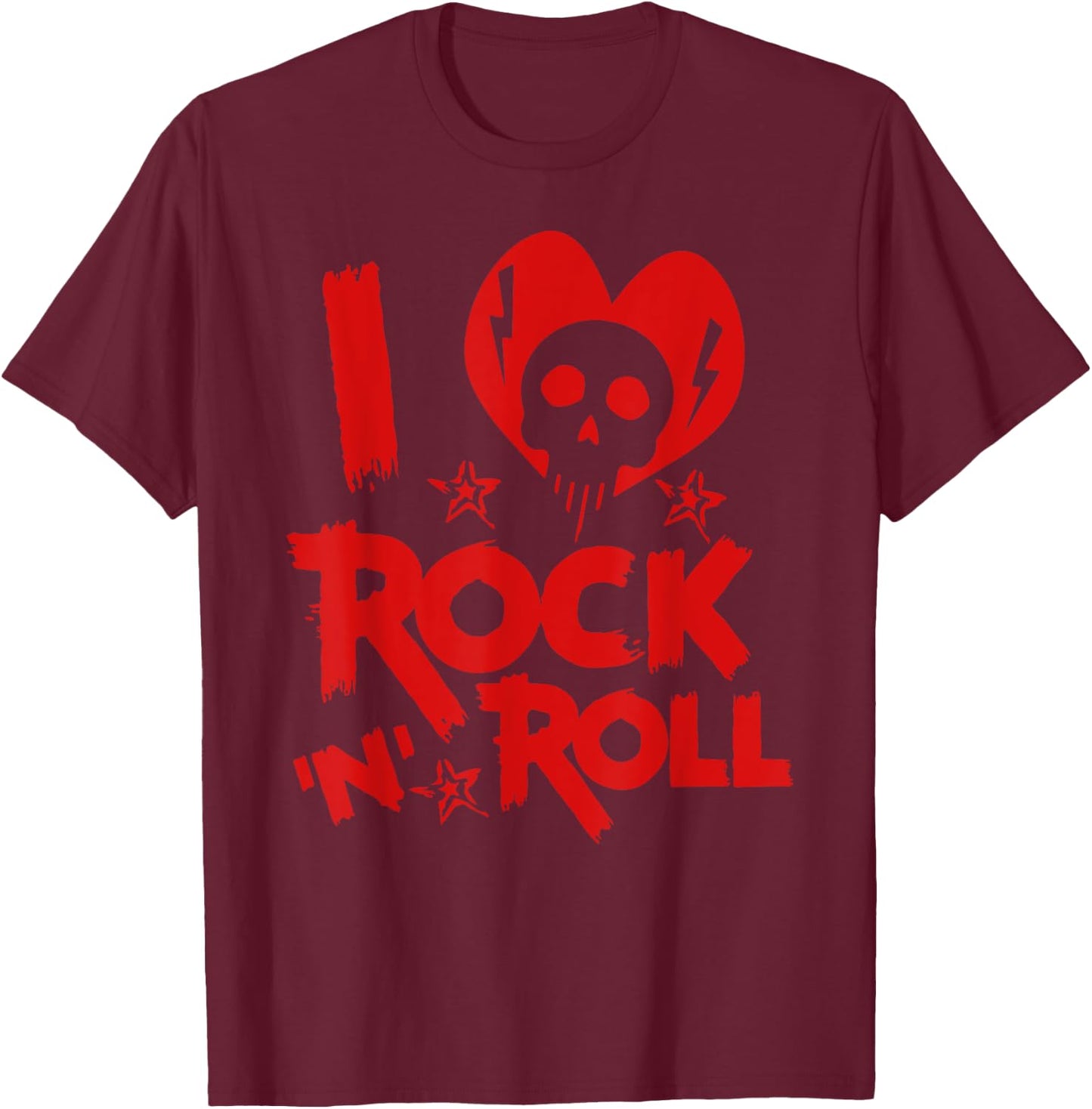 I Love Rock N Roll Rock Music Lover Gift T-Shirt - T-Shirt | Maroon