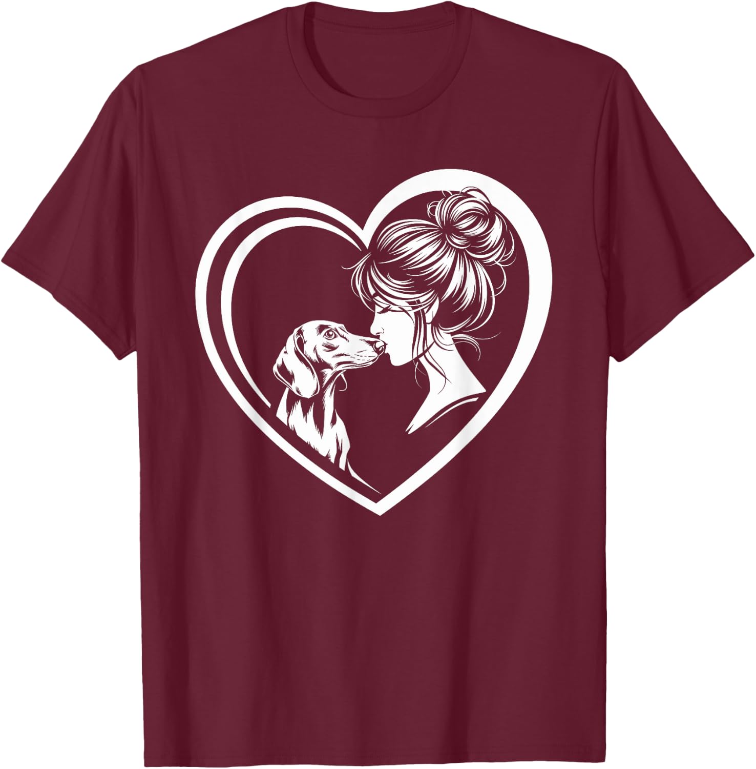 Dachshund Mom Dog Art Valentine's Day Heart T-Shirt - T-Shirt | Maroon