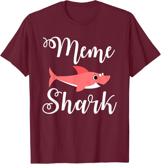 MeMe Shark Funny French Canadian Grandma Novelty T-Shirt - T-Shirt | Maroon