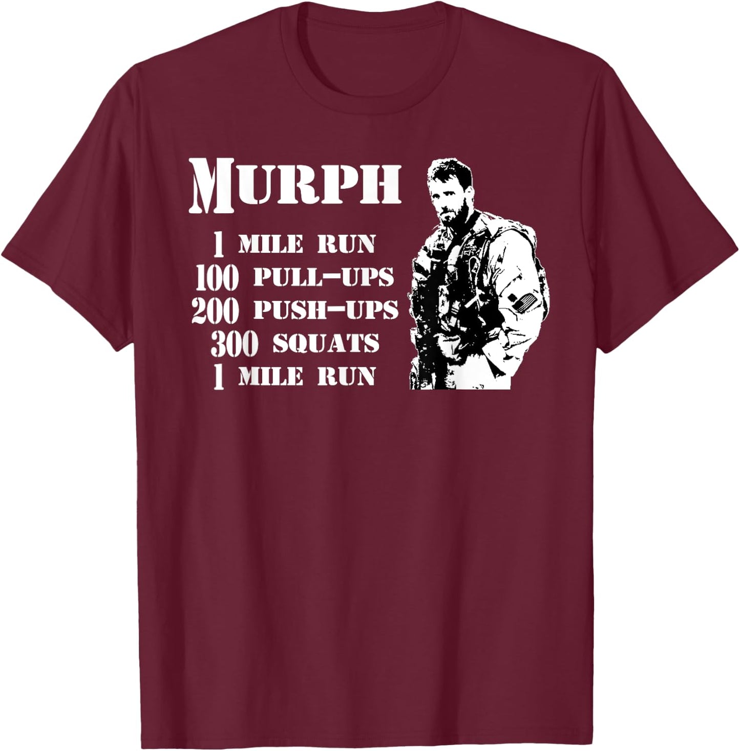 Murph Workout Exercise Challenge Patriotic WOD Gift T-Shirt - T-Shirt | Maroon
