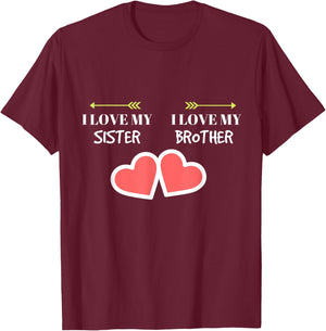 Getalong - I Love My Sister, I Love My Brother T-Shirt - T-Shirt | Maroon