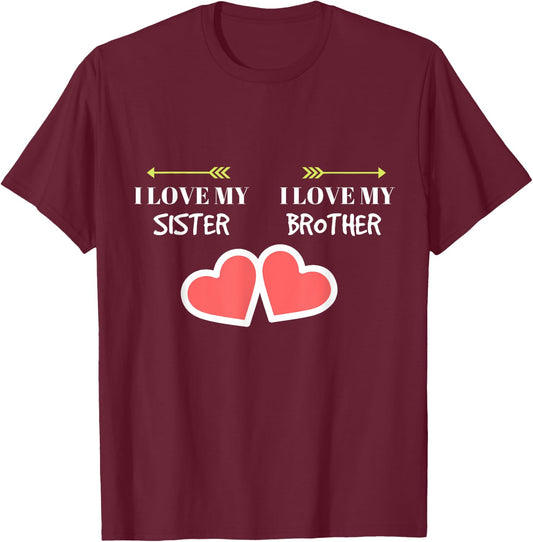 Getalong - I Love My Sister, I Love My Brother T-Shirt - T-Shirt | Maroon