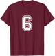 6 Number Six Team Sports Graphic Design Matching Varsity T-Shirt - T-Shirt | Maroon