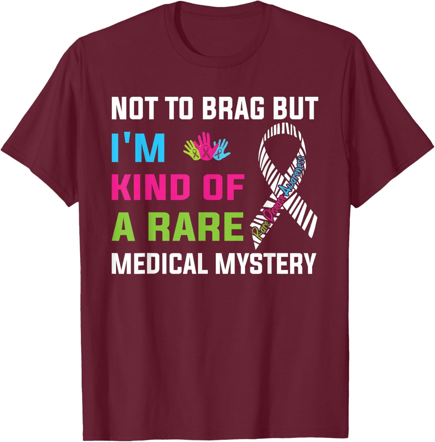 Rare Disease Awareness Day 2025 Rare Genes Zebra Ribbon T-Shirt - T-Shirt | Maroon