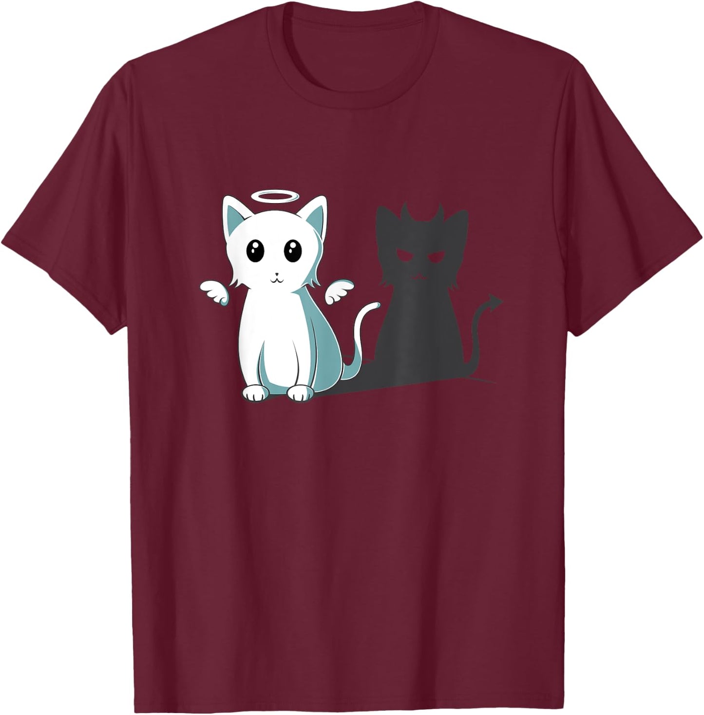 Purr Evil Devil Cat Happy Halloween Cat Angel Devil Kitten Men Women Kids T-Shirt - T-Shirt | Maroon