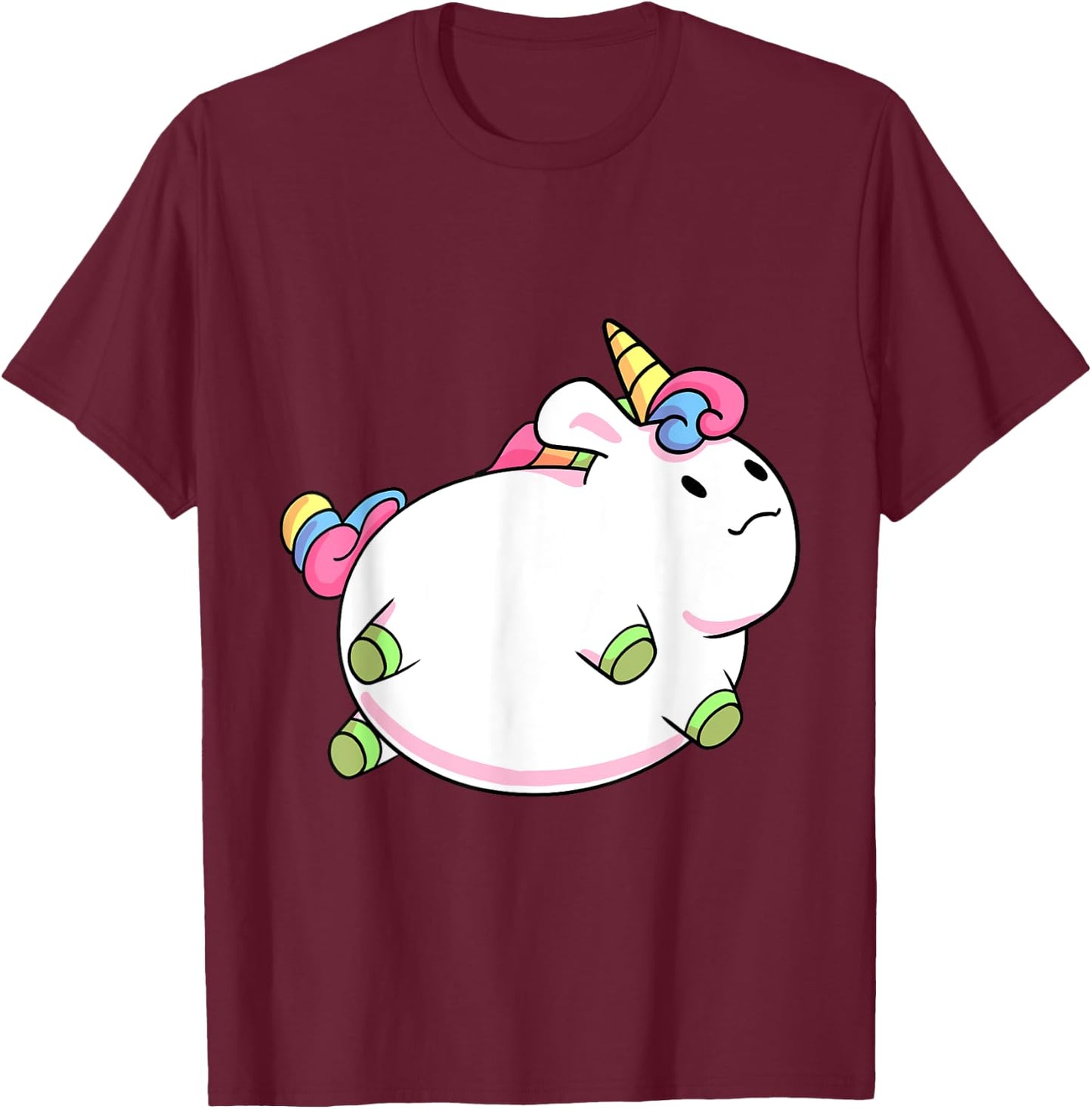 Chubby Unicorn Cute Fluffy Fat Magical Animal Girls Gift T-Shirt - T-Shirt | Maroon