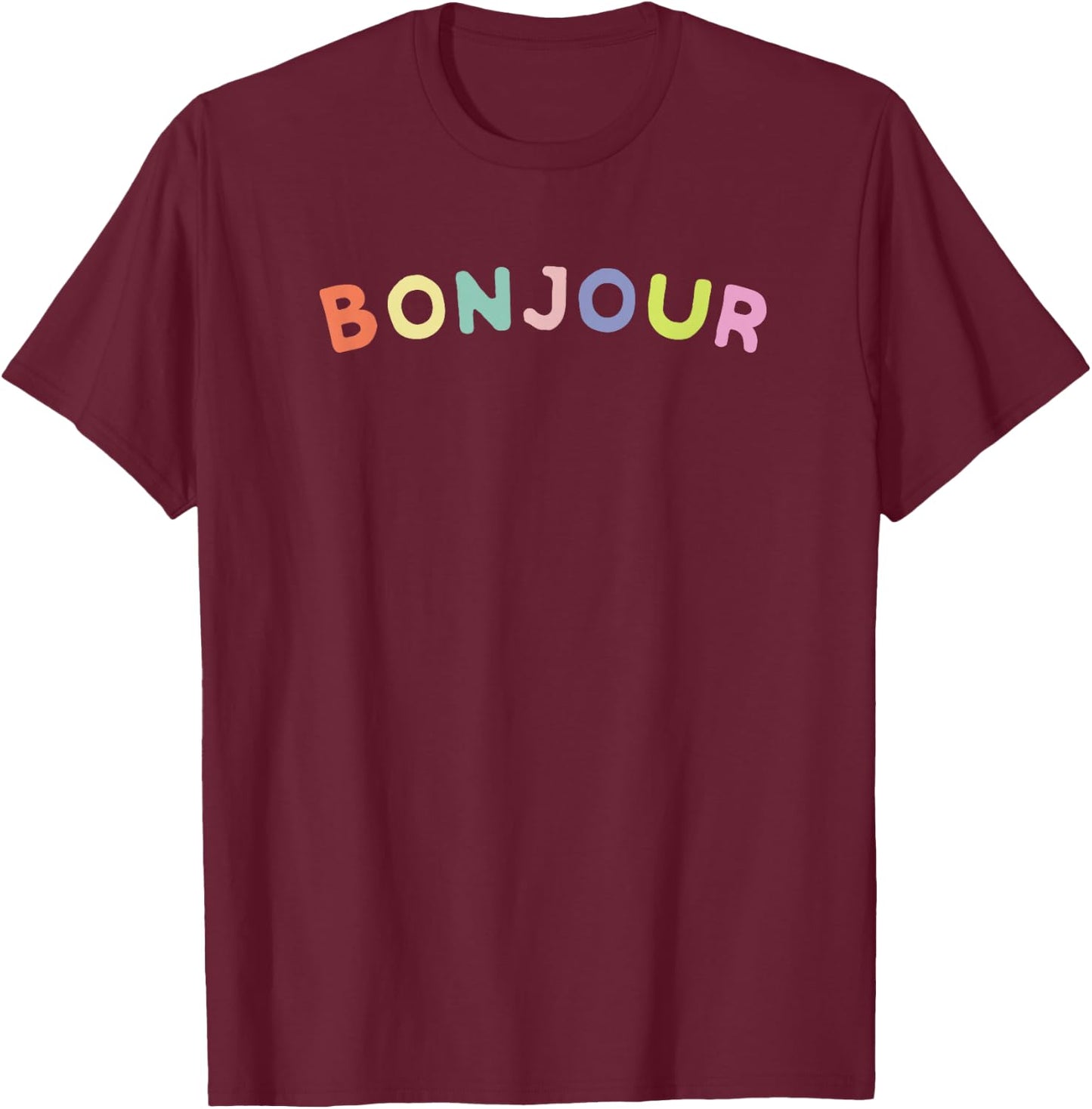 French Bonjour Gift , souvenir , women, kids T-Shirt - T-Shirt | Maroon