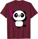 Cute Lacrosse Girl Panda with Lax Stick Lacrosse T-Shirt - T-Shirt | Maroon