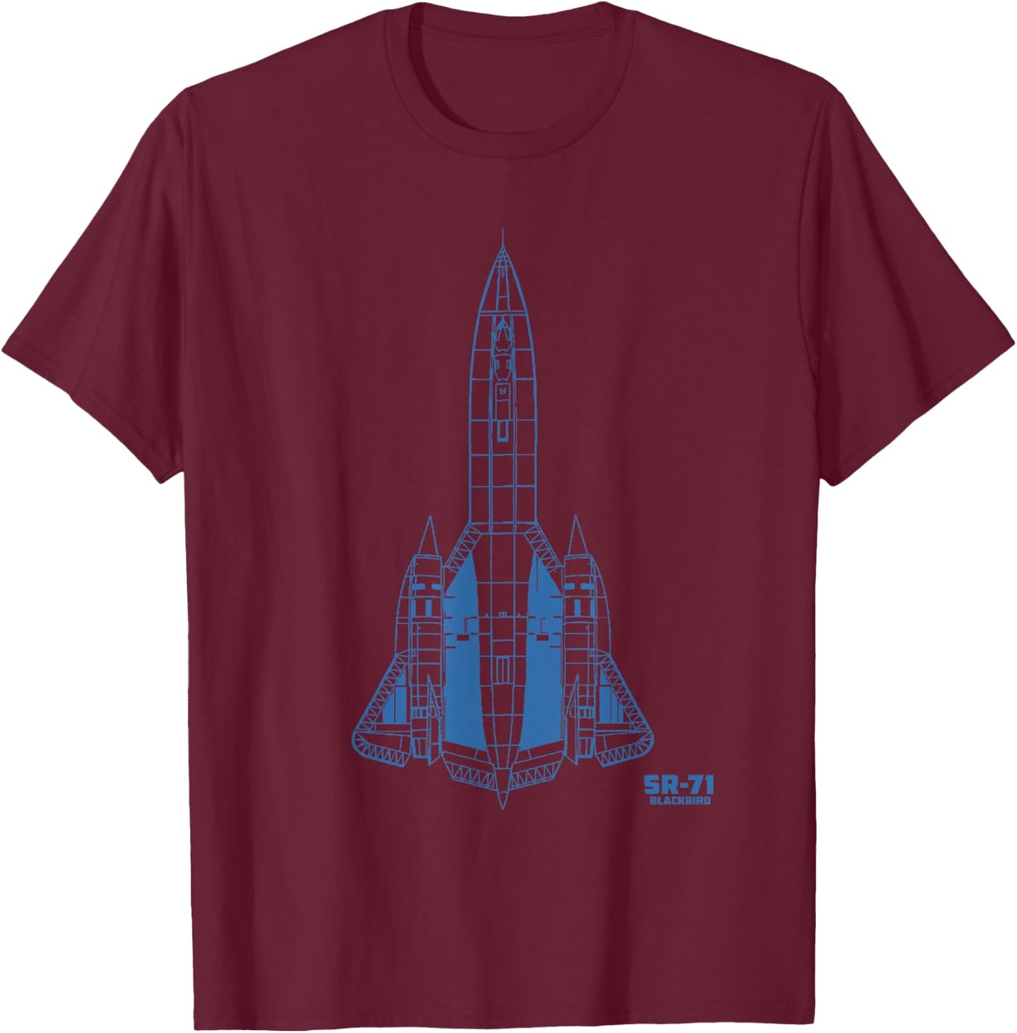 SR-71 Blackbird Spyplane Technical Drawing Blue T-Shirt - T-Shirt | Maroon