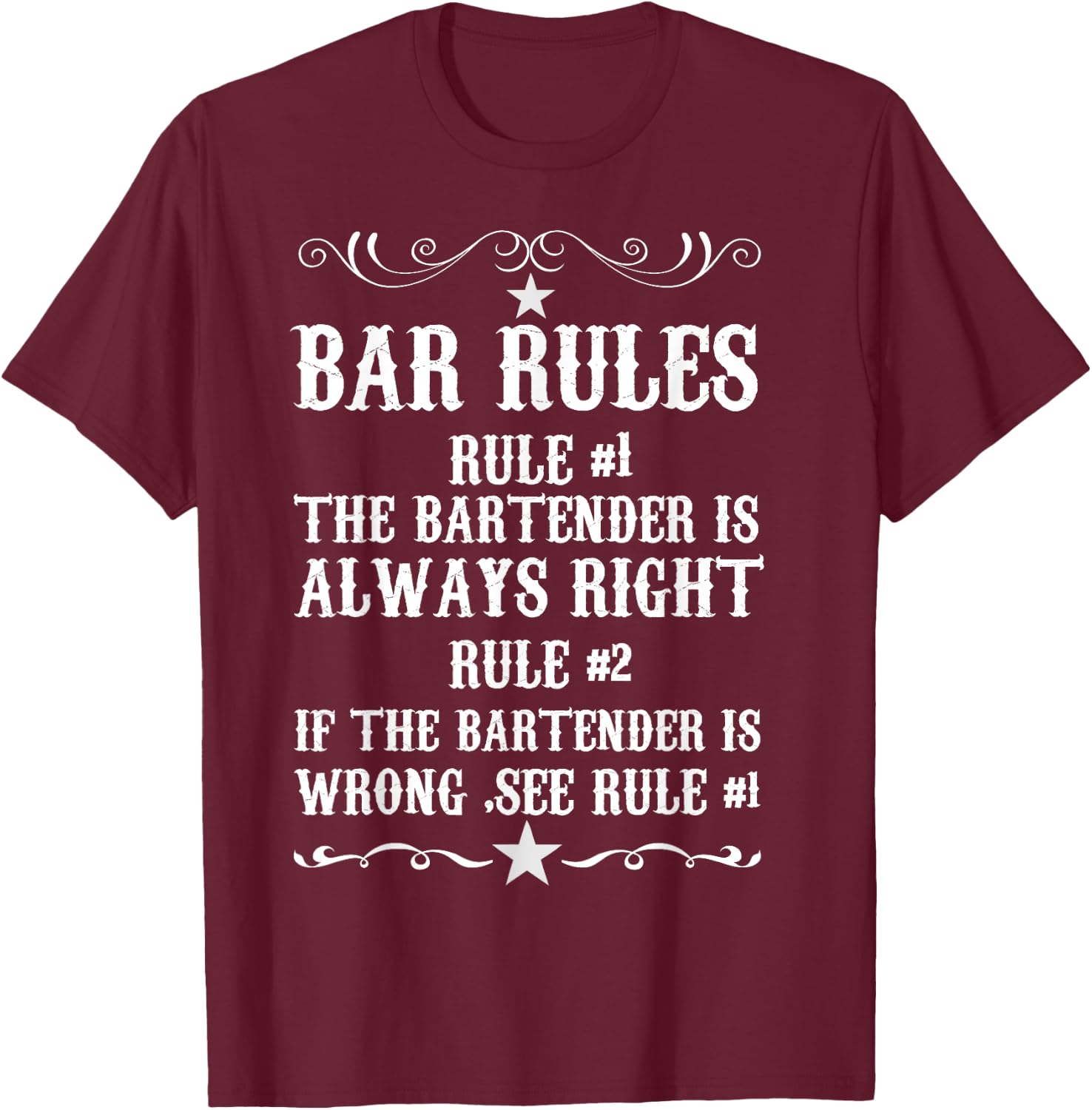 Bar Rules for Bartender T shirt Funny Bartendaring T-Shirt - T-Shirt | Maroon