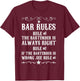 Bar Rules for Bartender T shirt Funny Bartendaring T-Shirt - T-Shirt | Maroon