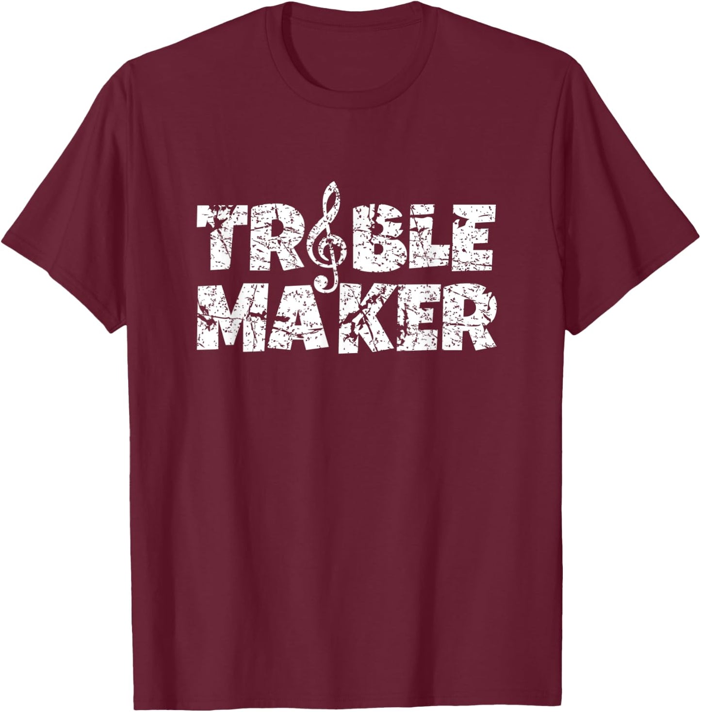 Treble Maker (Vintage White) Musician T-Shirt - T-Shirt | Maroon