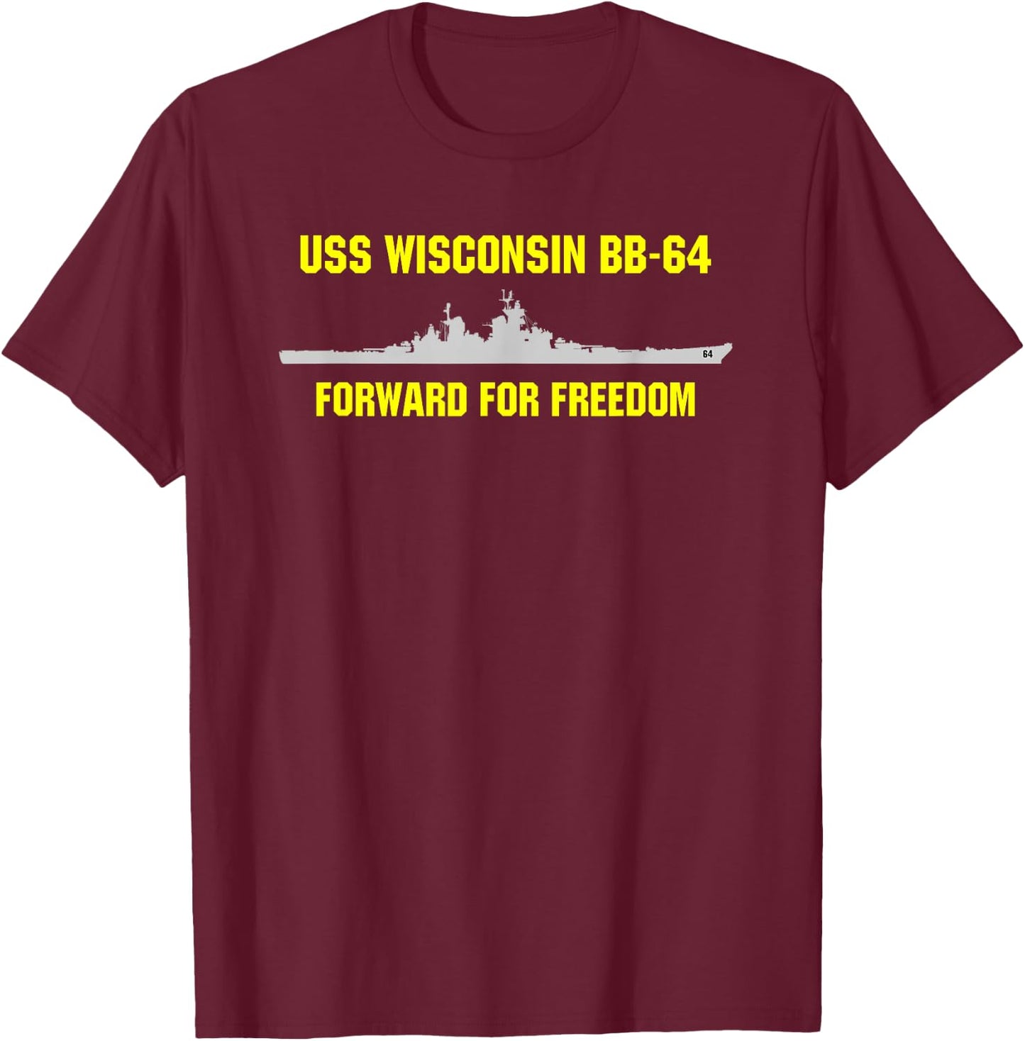 USS Wisconsin BB-64 T-Shirt - T-Shirt | Maroon