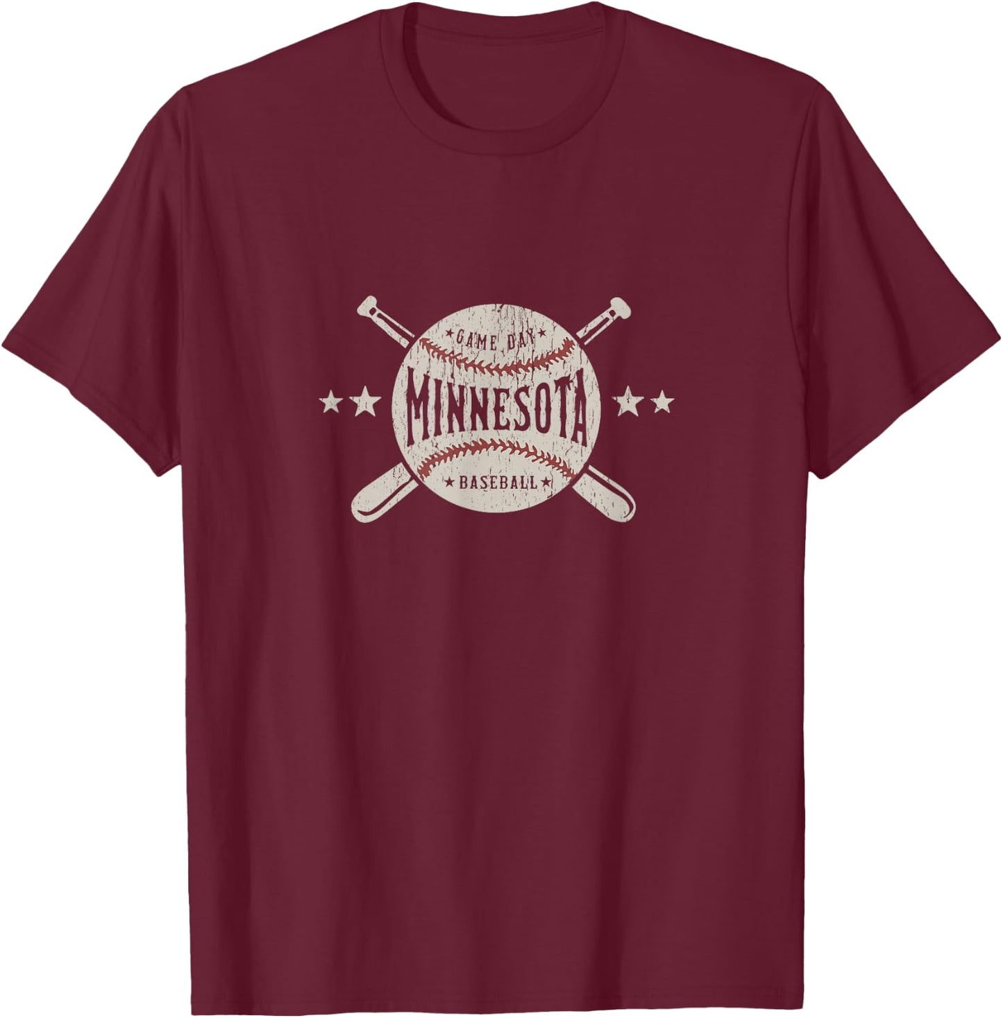 Minnesota MN Vintage Baseball T-Shirt - T-Shirt | Maroon