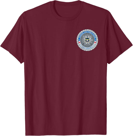 Tinker Air Force Base AFB Military Veteran Patch T-Shirt - T-Shirt | Maroon