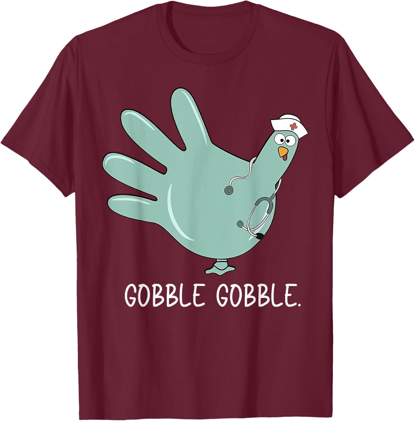 Turkey Glove Nurse Thanksgiving T-Shirt - T-Shirt | Maroon