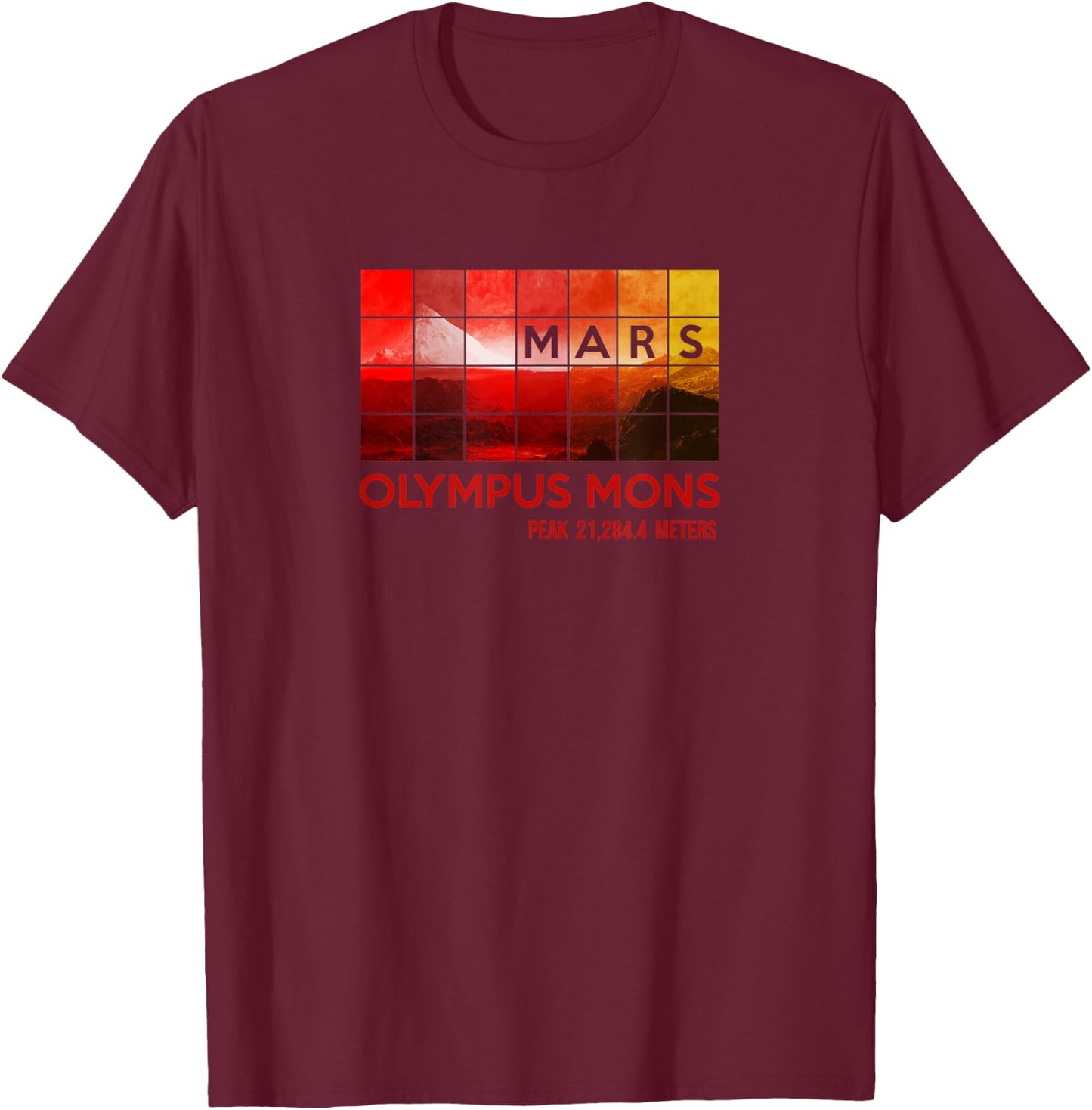 MARS Mission Olympus Mons Space Travel Astronomy T-Shirt - T-Shirt | Maroon
