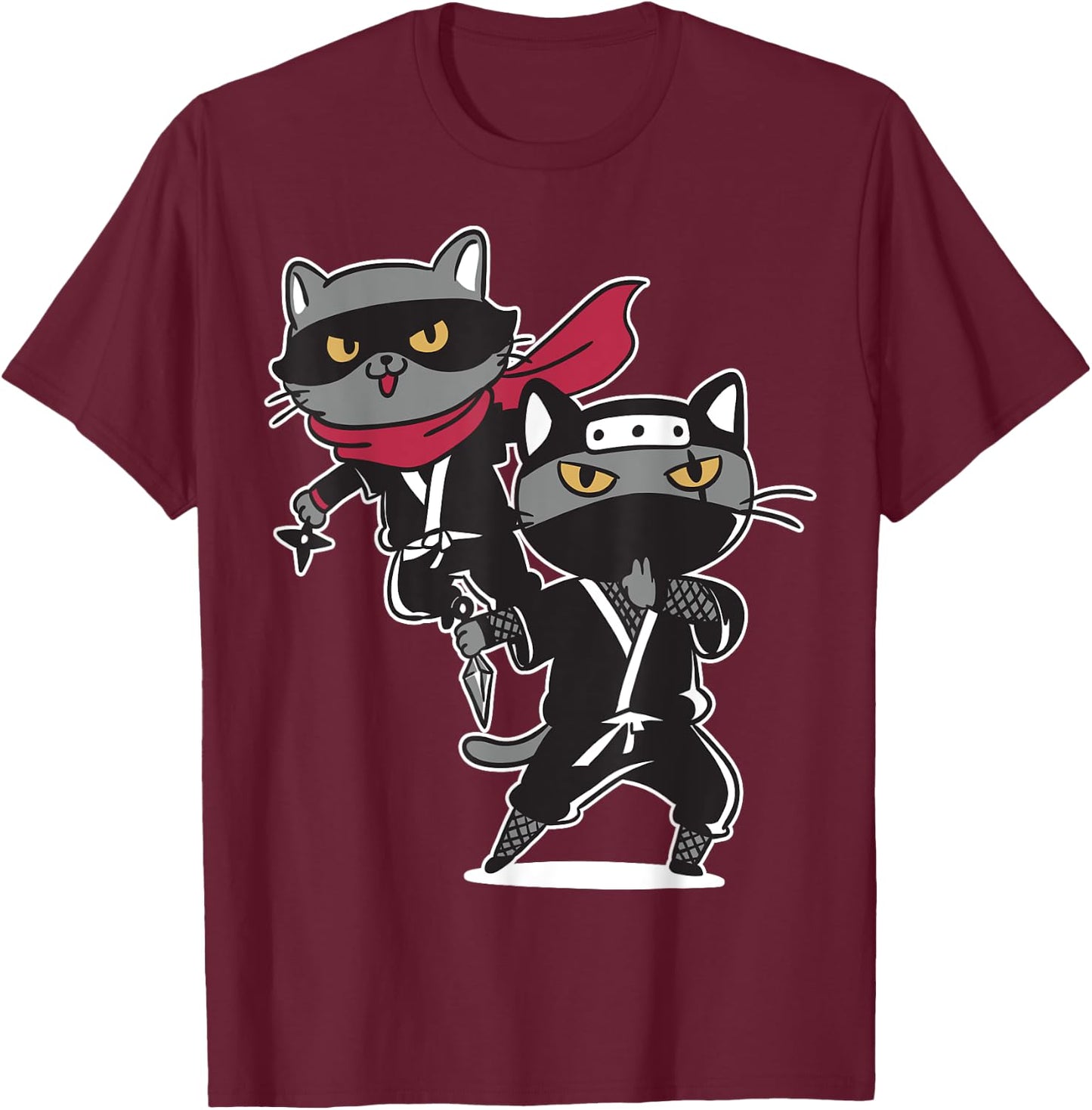 Cat Ninja Shirts for Boys Girls Men Women Kids T-Shirt - T-Shirt | Maroon