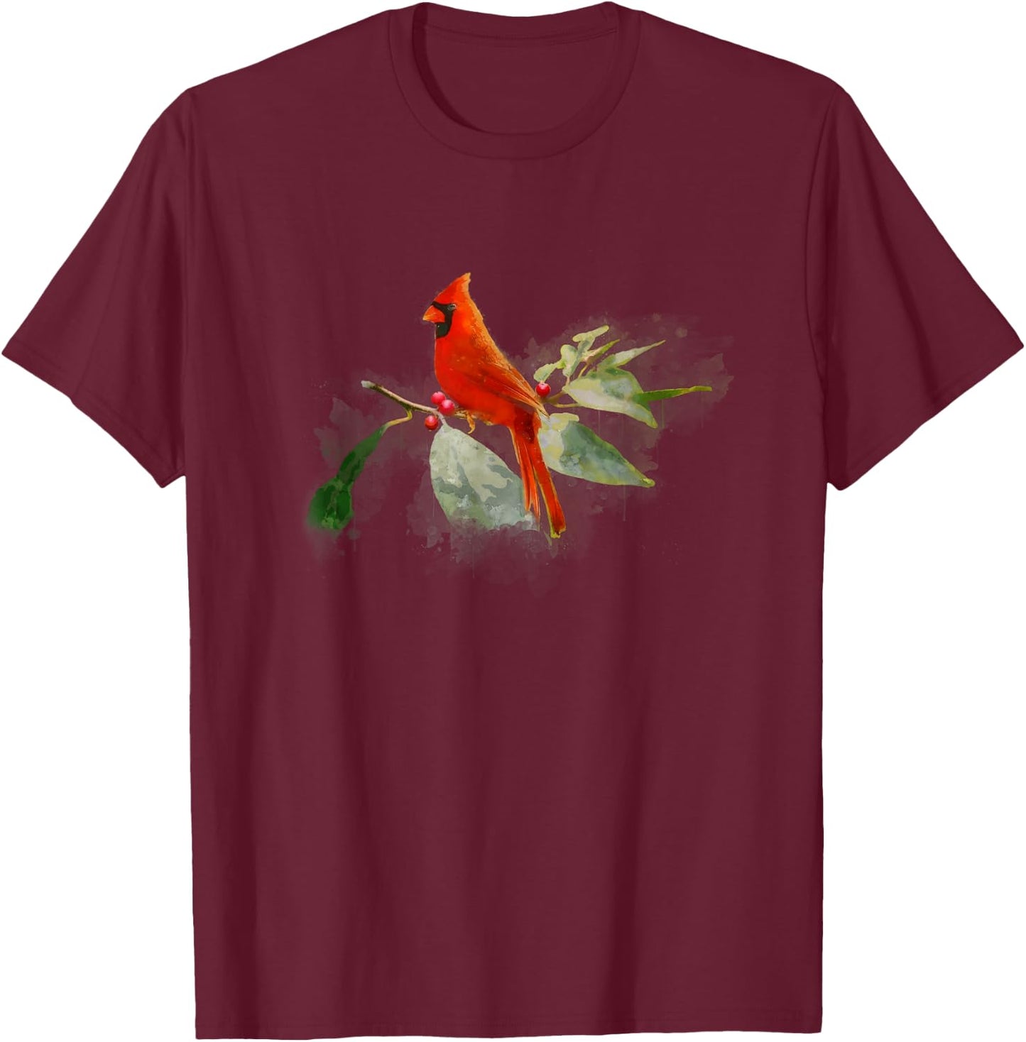 Wild Red Cardinal Bird T-Shirt - T-Shirt | Maroon