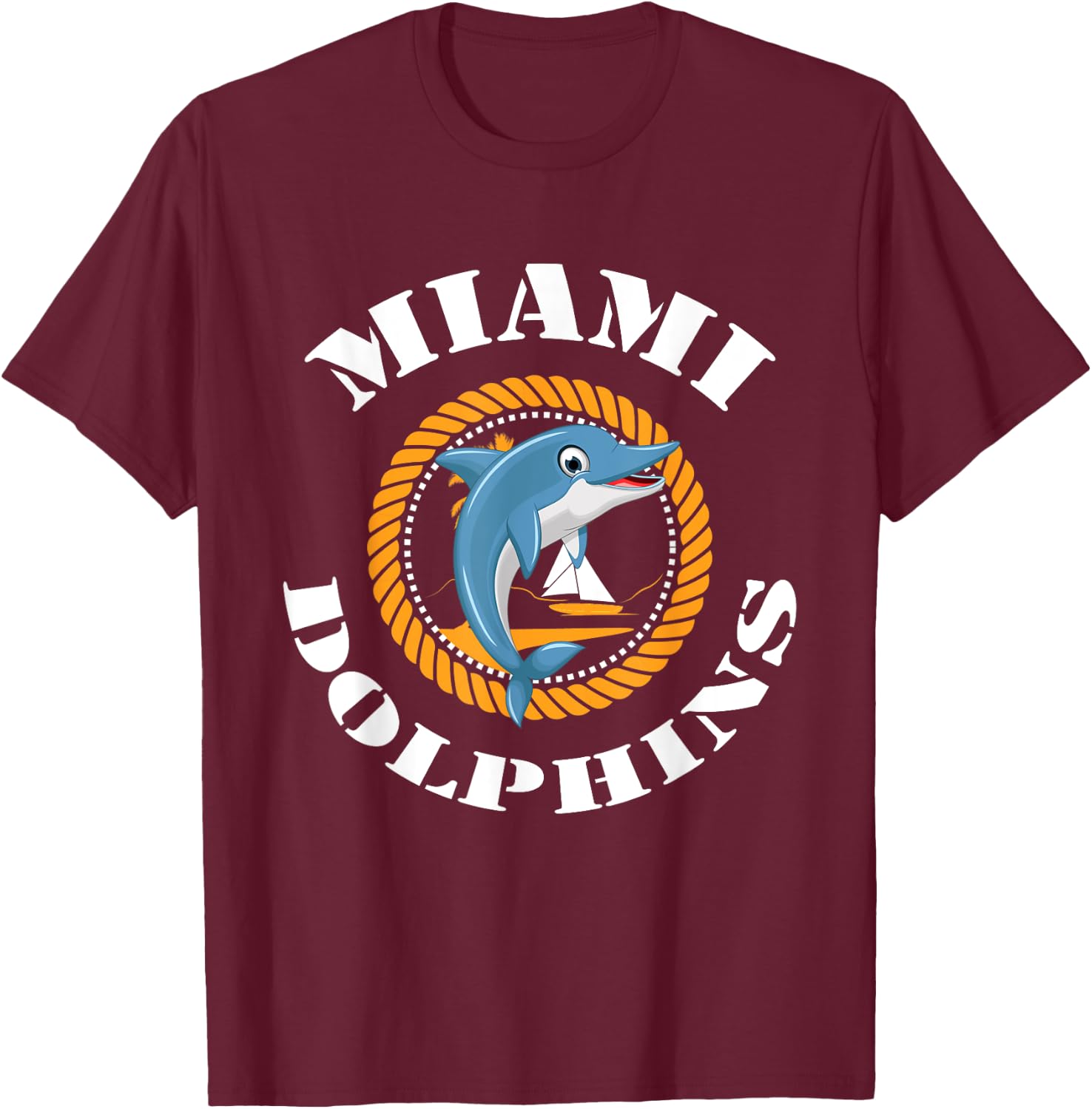 Retro Miami Dolphin Vintage Cute T-Shirt - T-Shirt | Maroon