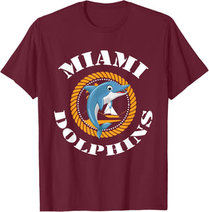 Retro Miami Dolphin Vintage Cute T-Shirt - T-Shirt | Maroon