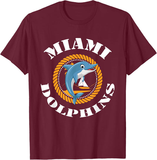Retro Miami Dolphin Vintage Cute T-Shirt - T-Shirt | Maroon