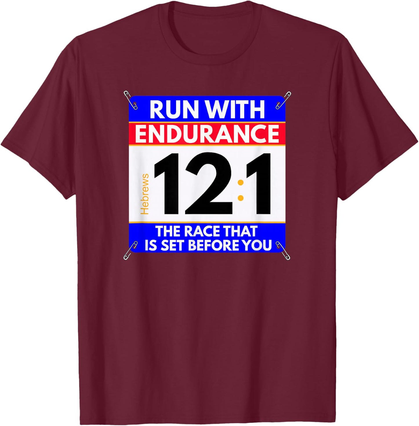 Fun Christian Bible Verse - Run The Race of Life Runners T-Shirt - T-Shirt | Maroon