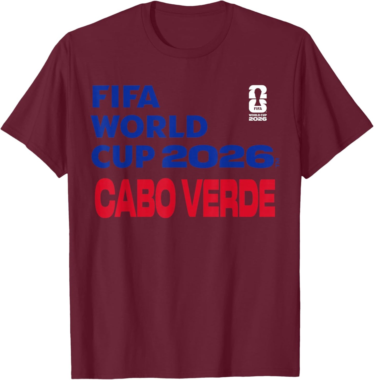 FIFA World CUP26 Cabo Verde Block Letters T-Shirt - T-Shirt | Maroon