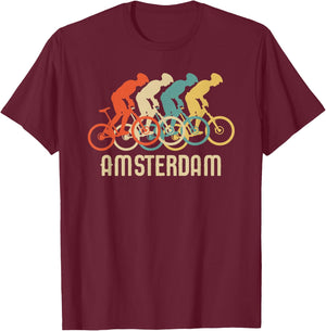 Retro Vintage Bike Amsterdam T Shirt T-Shirt - T-Shirt | Maroon