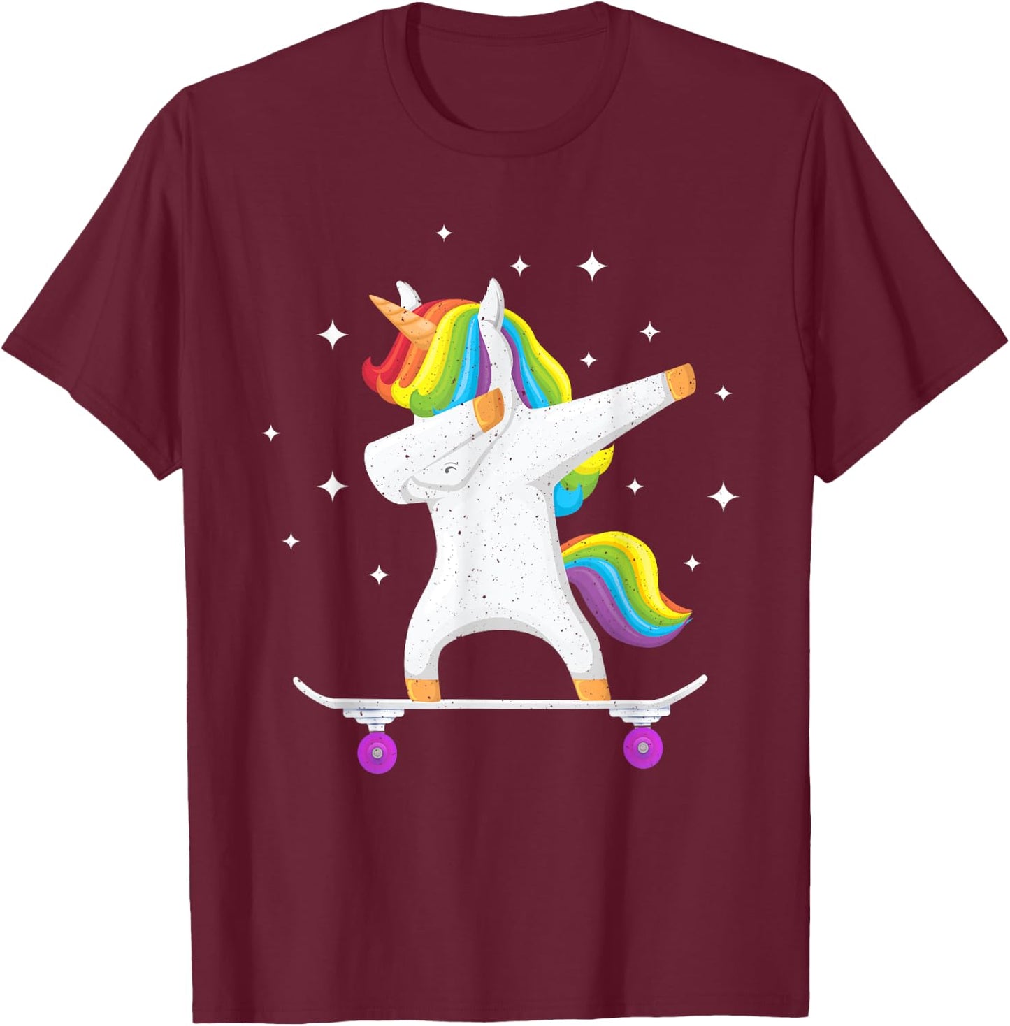 Skateboarding Colorful Unicorn on Skateboard Gift Skater T-Shirt - T-Shirt | Maroon