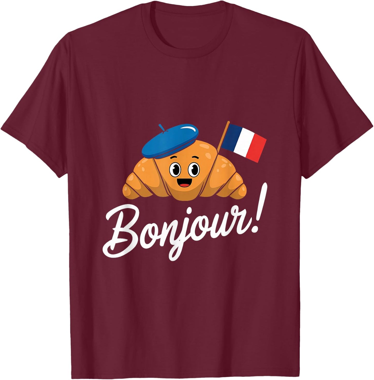 Croissant French France Baking Baker Breakfast Women Men T-Shirt - T-Shirt | Maroon