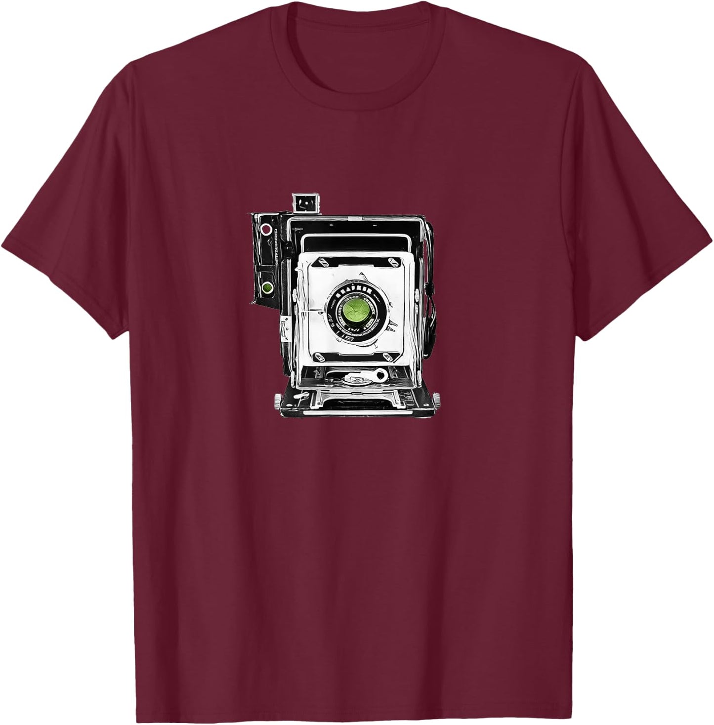 Large Format Vintage Press Camera T-Shirt - T-Shirt | Maroon
