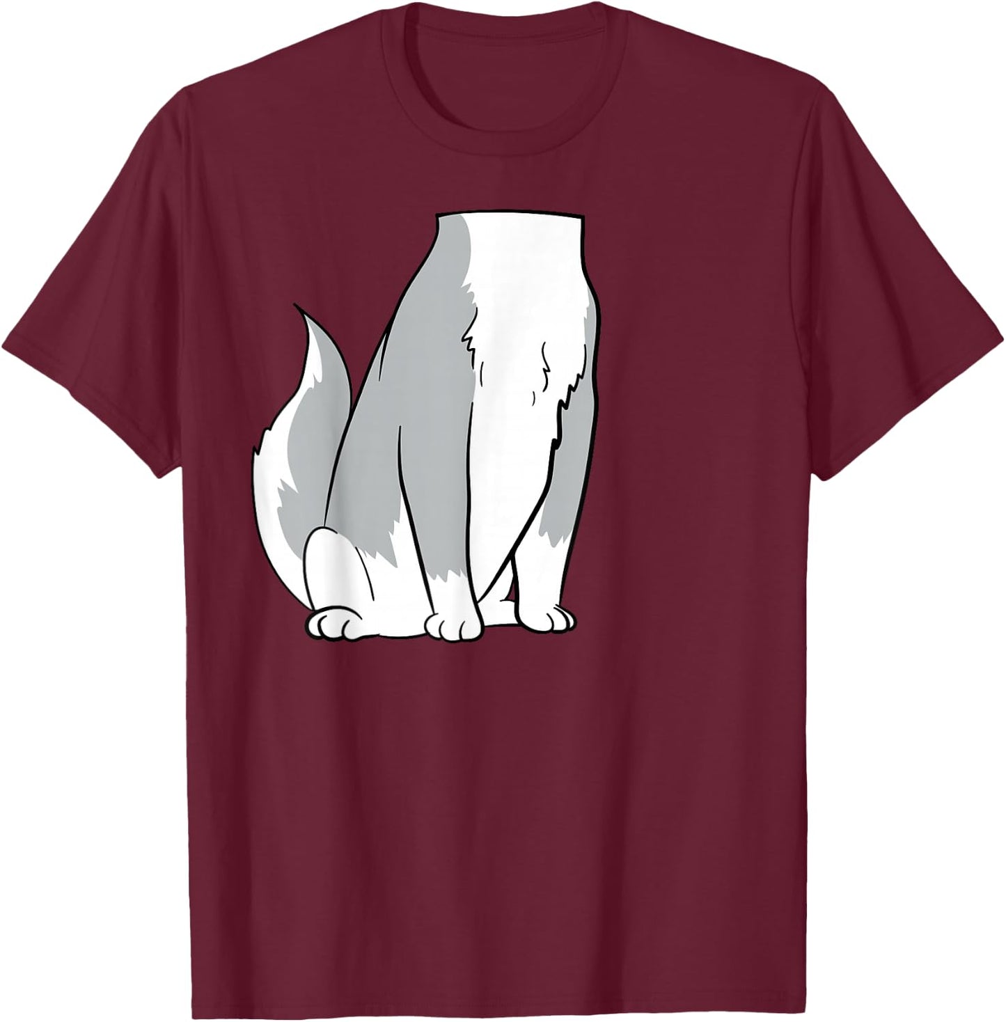 Siberian Husky Dog Body Costume Easy Halloween Cute Puppy T-Shirt - T-Shirt | Maroon