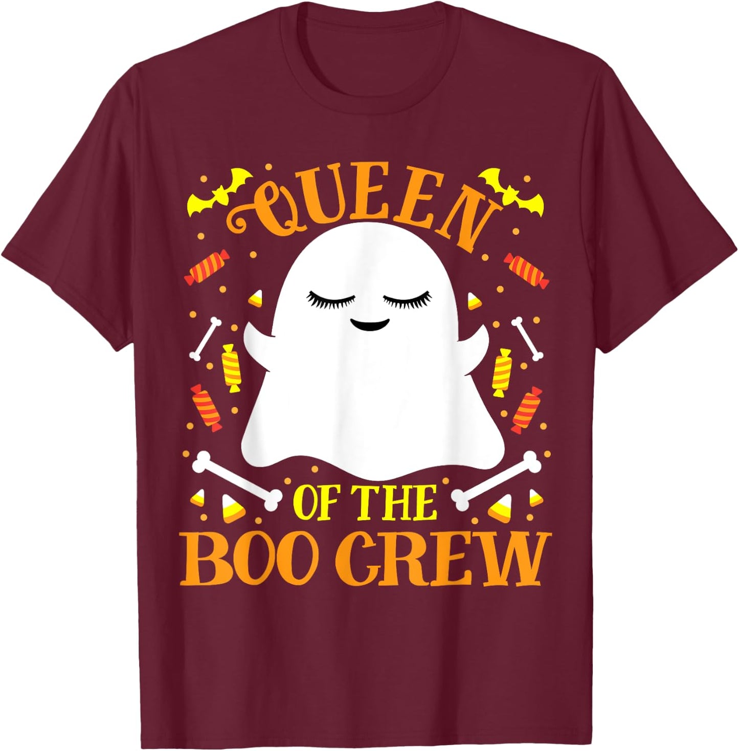 Queen Boo Crew Ghost Matching Family Wife Women Halloween T-Shirt - T-Shirt | Maroon
