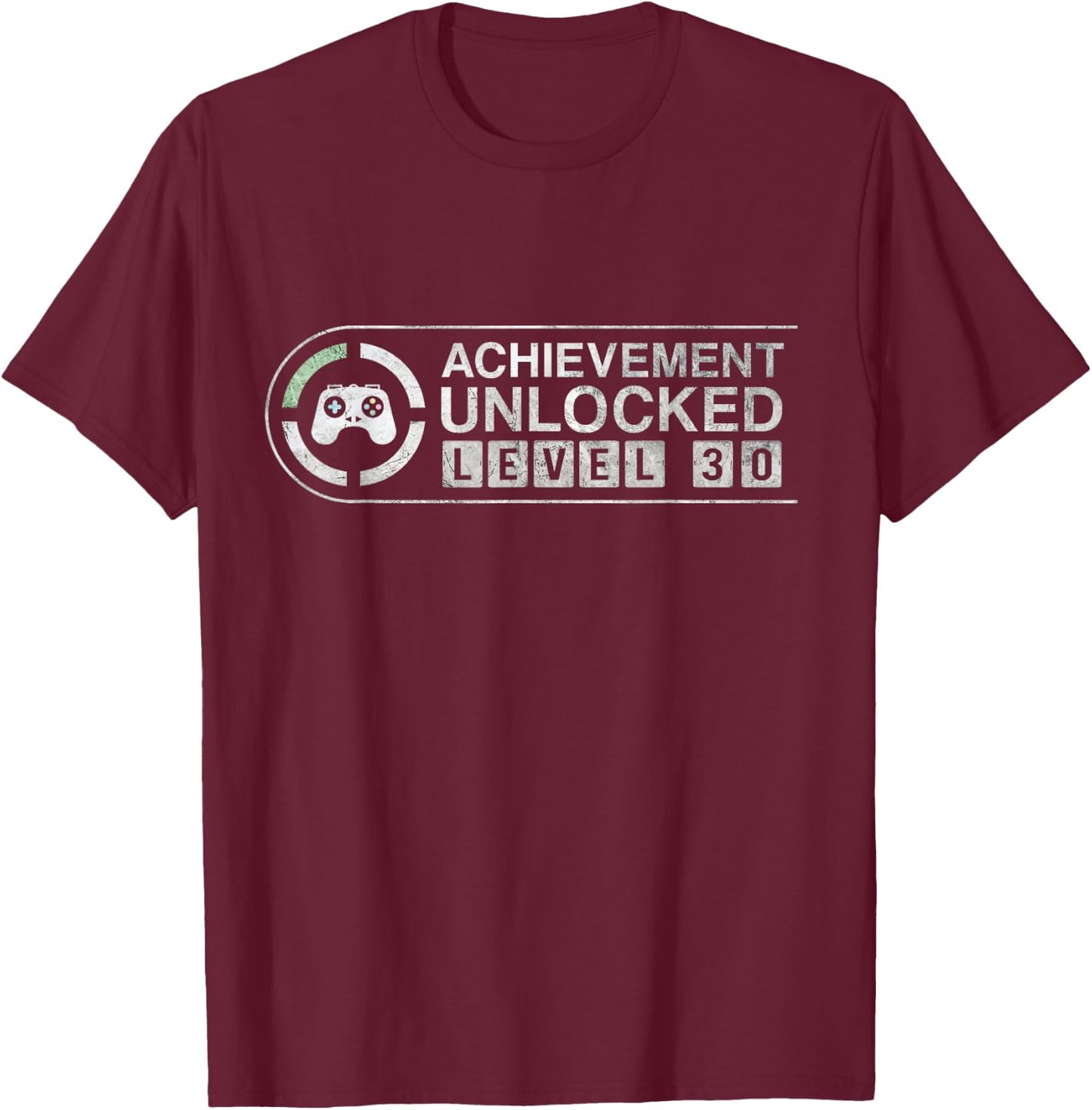 Level 30 Abstract Video Gamer 30th Birthday T-Shirt - T-Shirt | Maroon