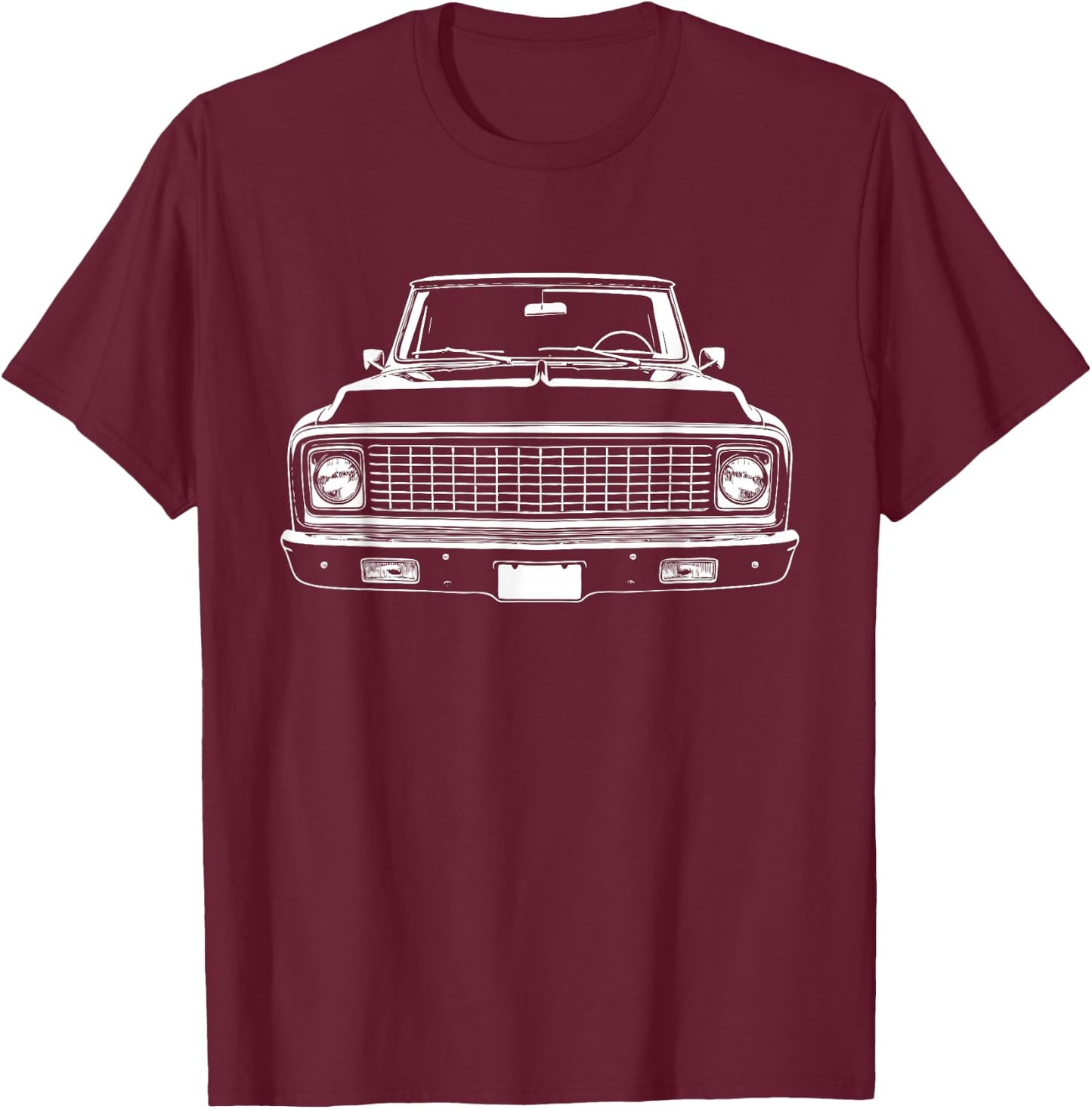 67-72 C10 Custom Front Grill Profile C10 Truck Silhouette T-Shirt - T-Shirt | Maroon