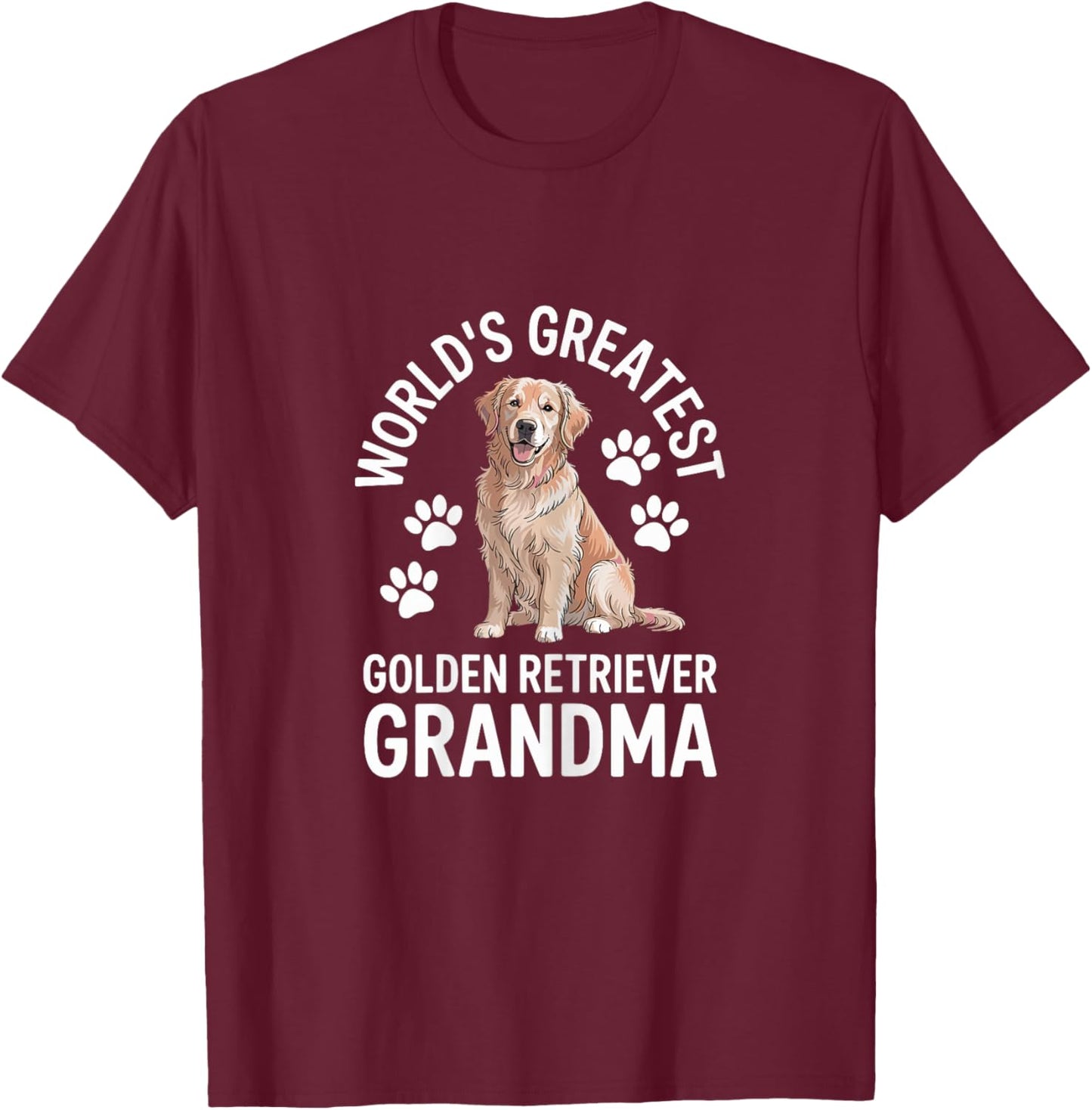 Golden Retriever World's Best Grandma T-Shirt - T-Shirt | Maroon