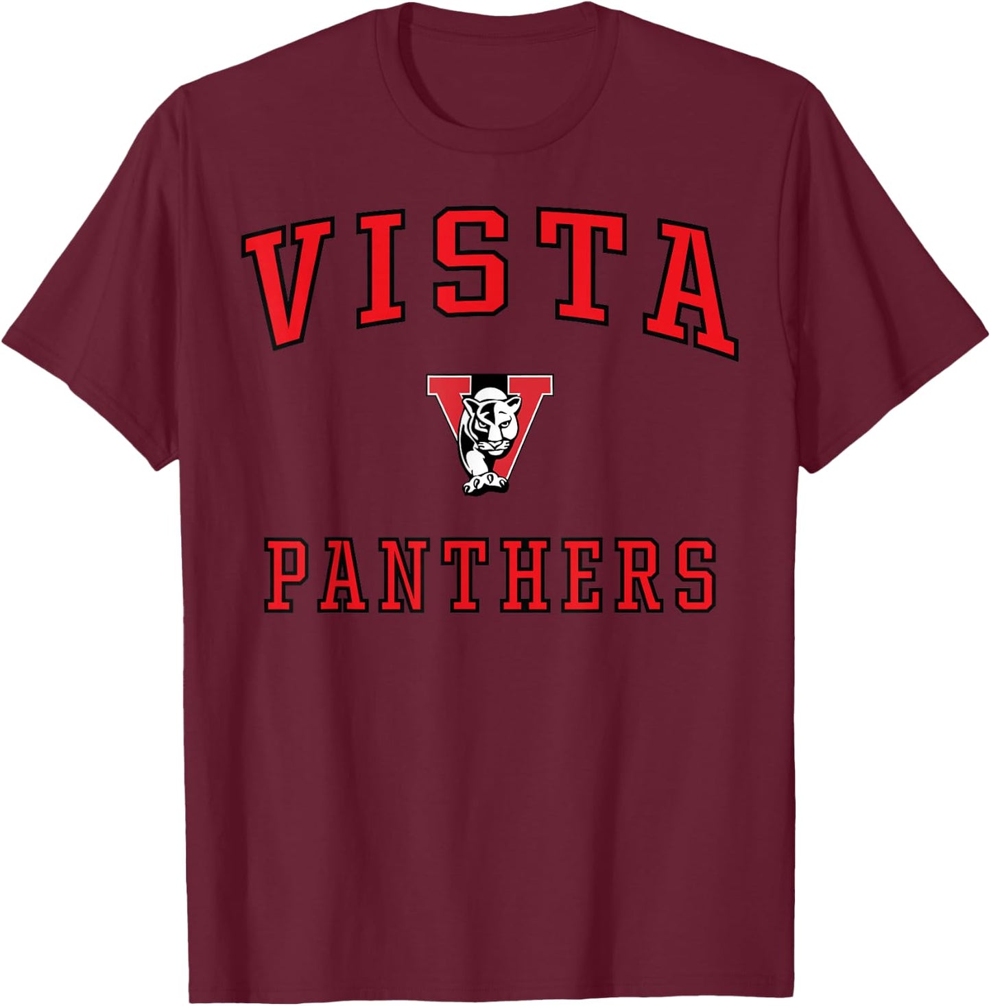Vista High School Panthers C1 T-Shirt - T-Shirt | Maroon