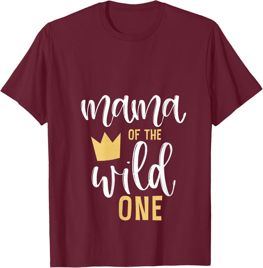 Mama of The Wild One 1st Birthday Matching First Thing Mommy V-Neck T-Shirt - T-Shirt | Maroon