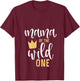 Mama of The Wild One 1st Birthday Matching First Thing Mommy V-Neck T-Shirt - T-Shirt | Maroon