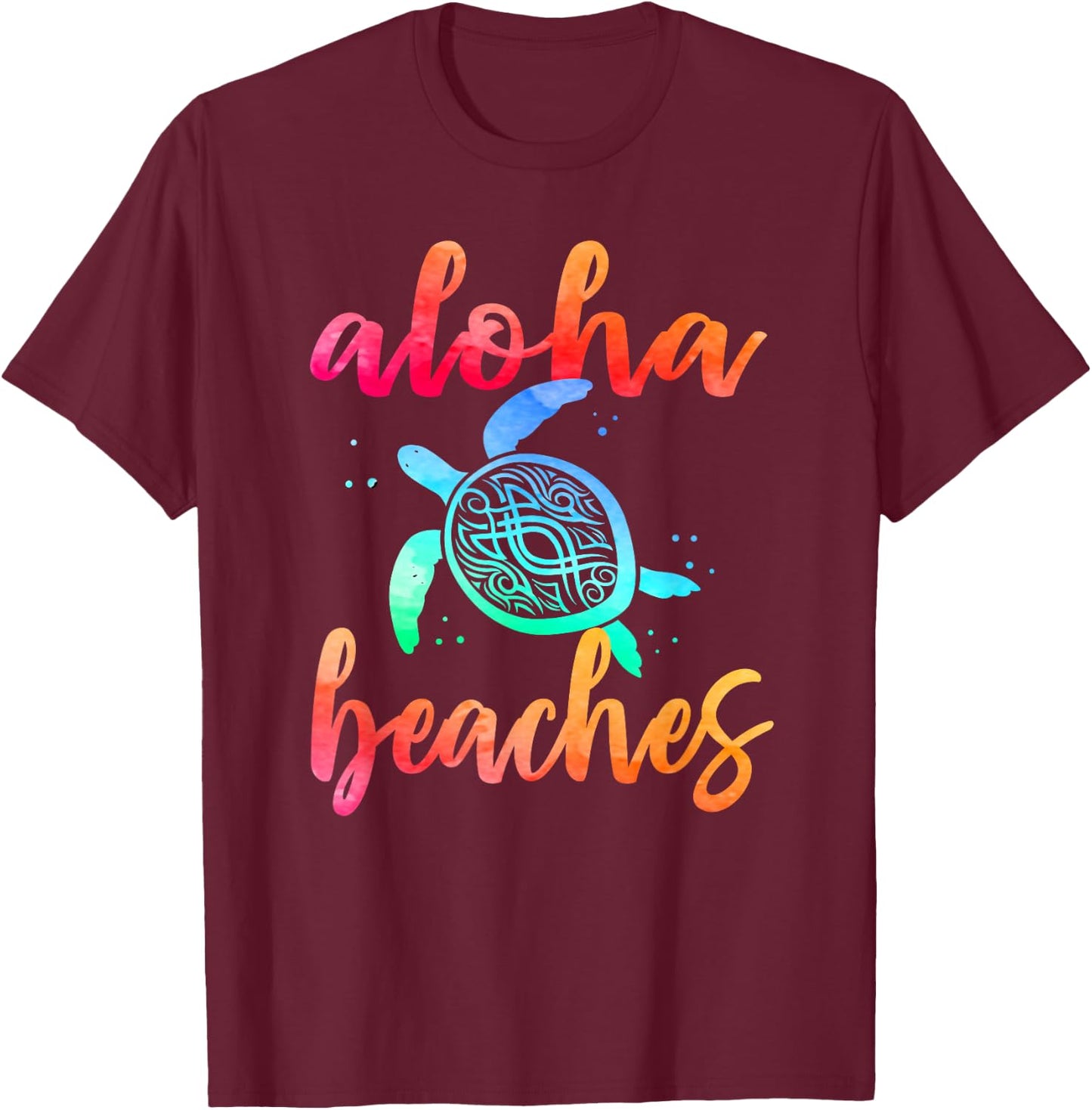 Watercolor Aloha Beaches Turtle Shirt Hawaiin Sea Turtles T-Shirt - T-Shirt | Maroon