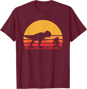 Bigfoot Walking Dinosaur Shirt, Sasquatch T Rex Walker T-Shirt - T-Shirt | Maroon