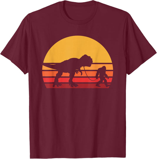 Bigfoot Walking Dinosaur Shirt, Sasquatch T Rex Walker T-Shirt - T-Shirt | Maroon