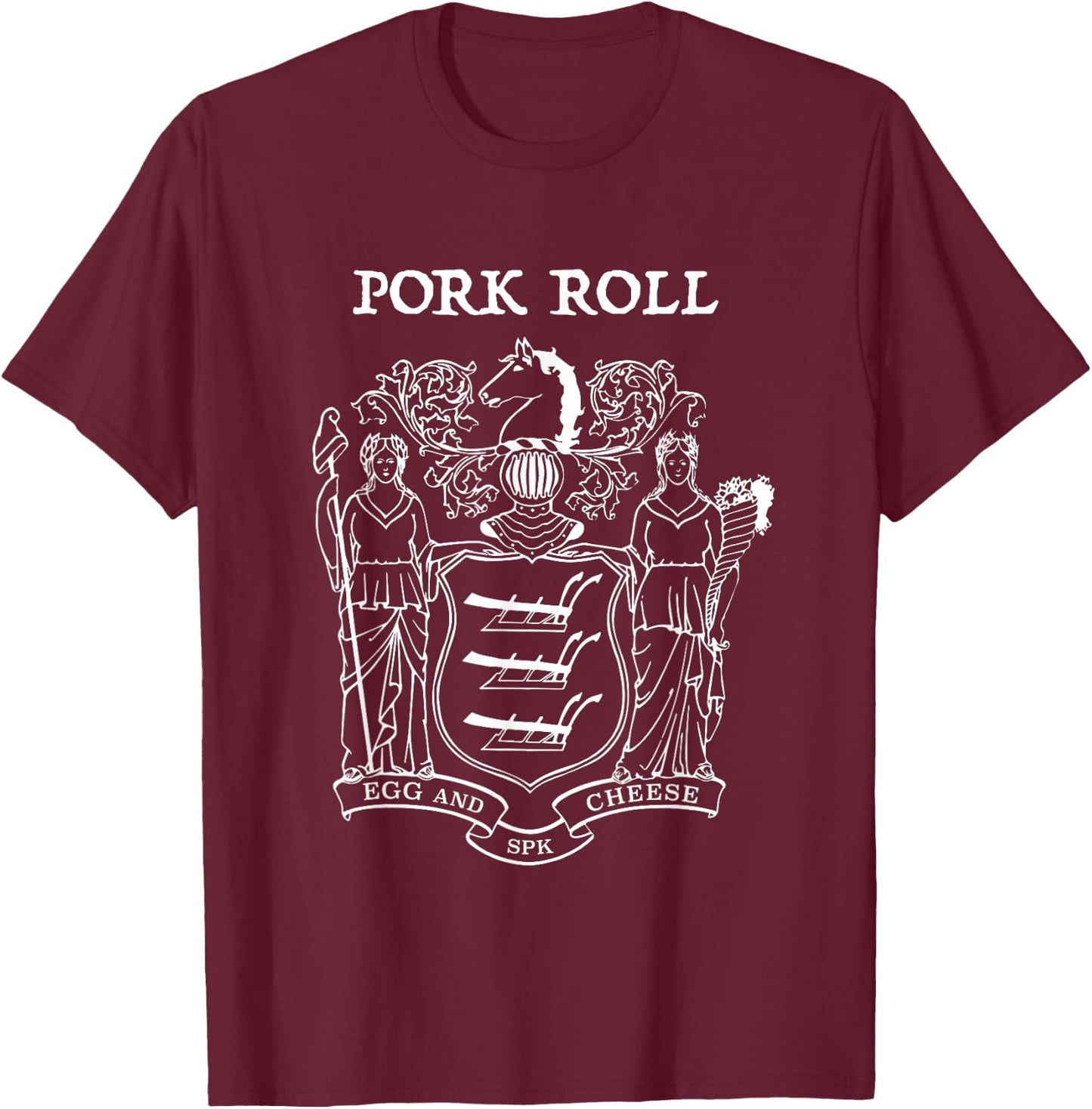 Pork Roll Shirt | New Jersey State Flag | NJ Gifts T-Shirt - T-Shirt | Maroon