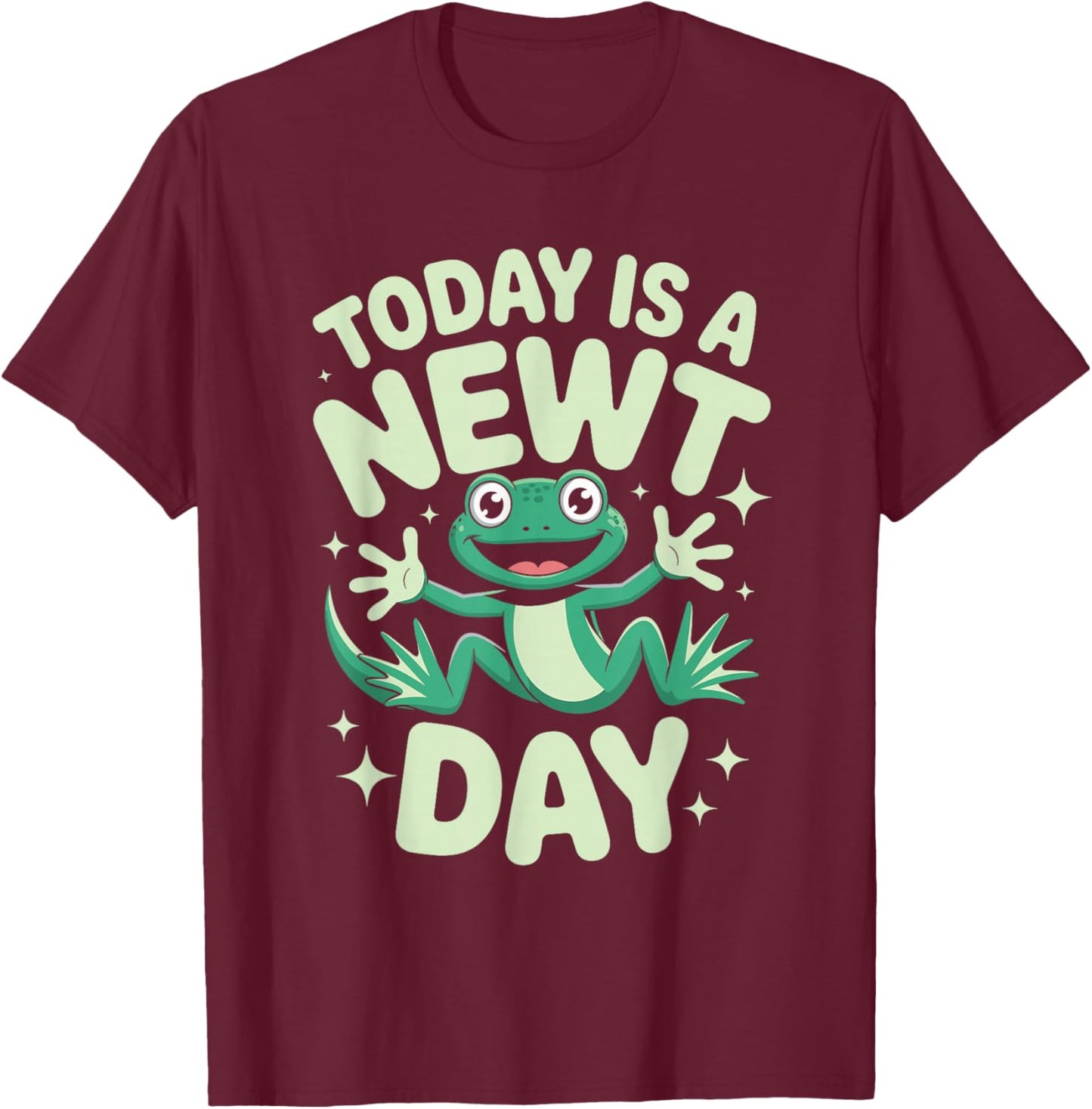 Today is A Newt Day Funny Cute Cartoon Amphibian Herpetology T-Shirt - T-Shirt | Maroon