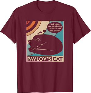 Pavlov's Cat Funny Psychology (clr) Small T-Shirt - T-Shirt | Maroon