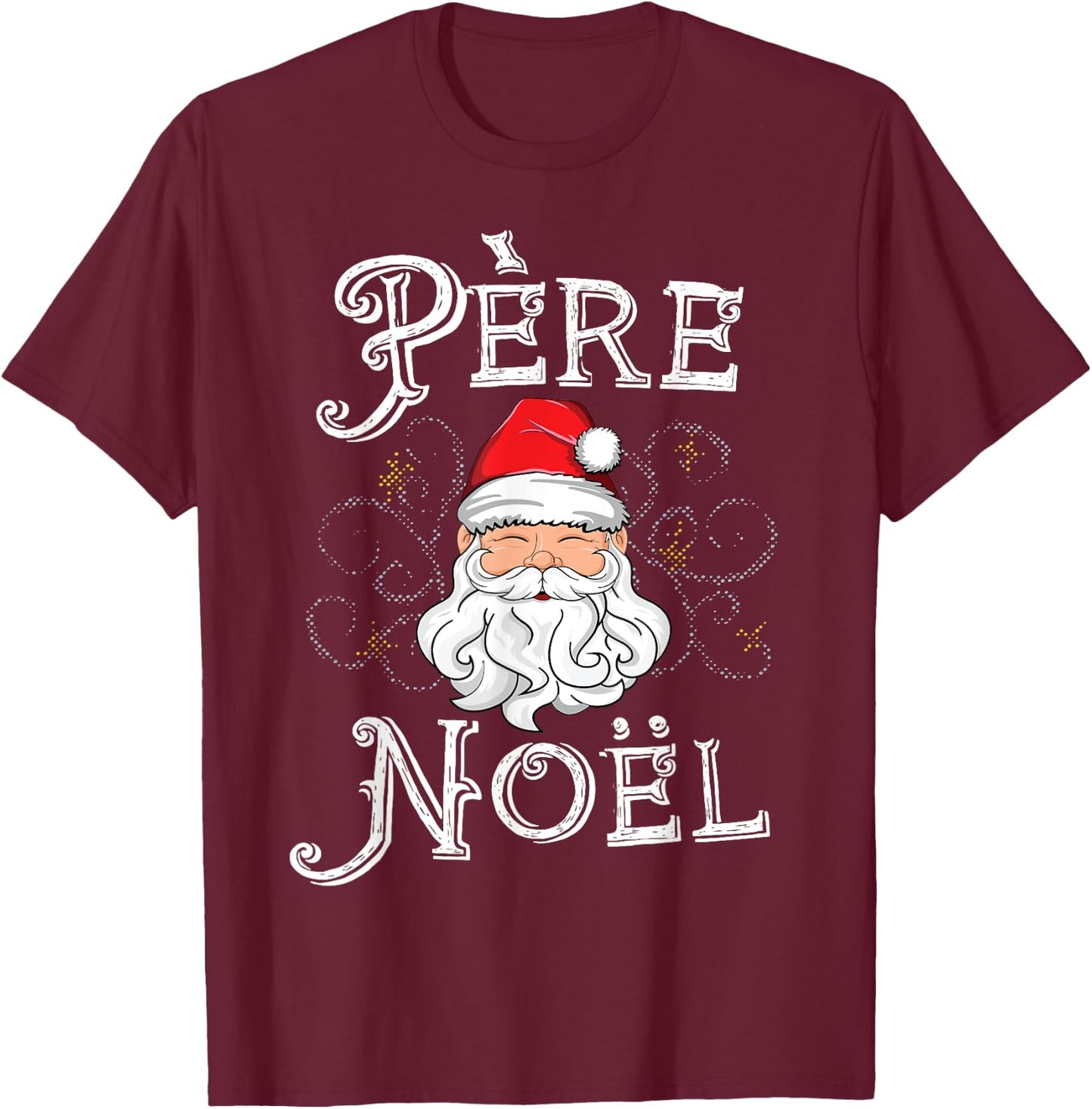 Pere Noel Santa Claus French France Christmas Xmas Retro T-Shirt - T-Shirt | Maroon