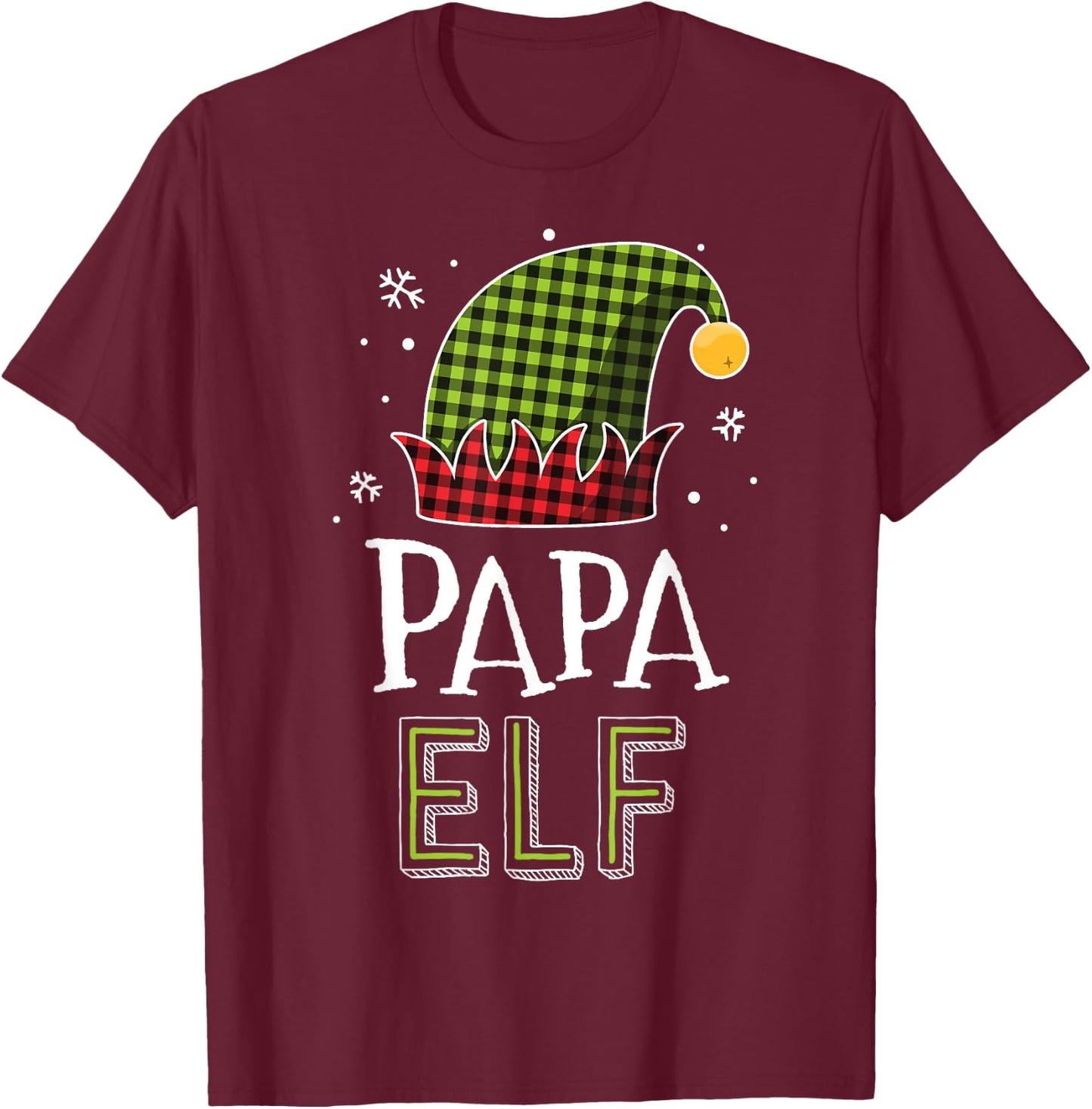 Papa Elf Plaid Christmas Shirt Dad Matching Family Elves T-Shirt - T-Shirt | Maroon
