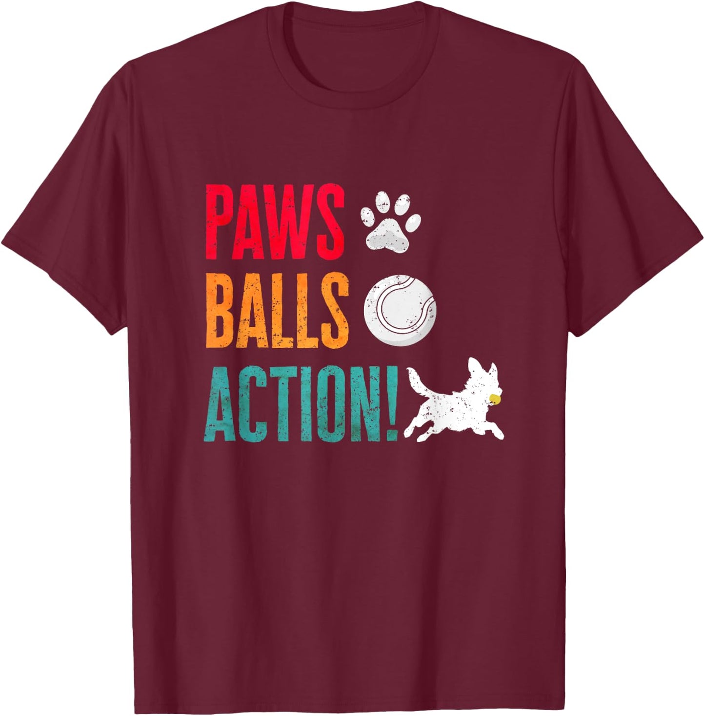 Flyball Dog Sport Flyball Paws Balls Action Flyball T-Shirt - T-Shirt | Maroon