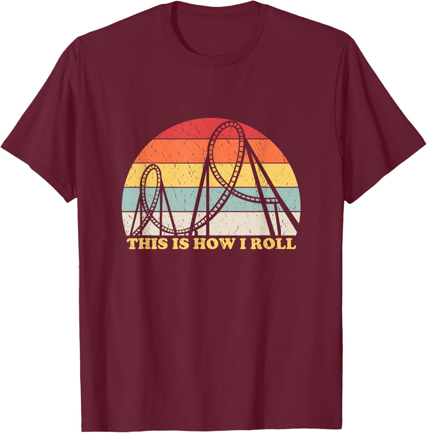 Vintage Retro Roller Coaster Shirt Amusement Park Lover T-Shirt - T-Shirt | Maroon